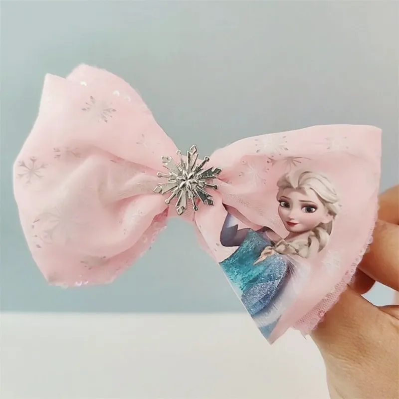 Disney Frozen Flash Hairclip Girls Anime Hair Accessories Elsa Bow Luminous Hairpin Children Birthday Christmas Gift hair accessories