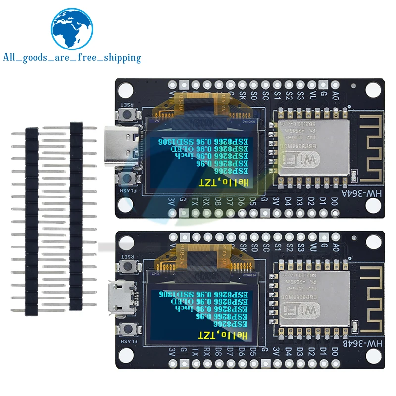 NodeMCU ESP8266 V3 Development Board With 0.96 Inch OLED Display CH340 ESP-12F WiFi Module TYPE-C USB For Arduino/Micropython