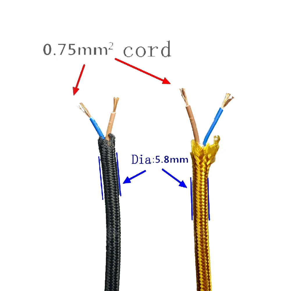 2*0.75mm 빈티지 전기 와이어 펜던트 램프 케이블 트위스트 섬유 구리 레트로 코드 에디슨 펜던트 라이트 와이어 여러 색상