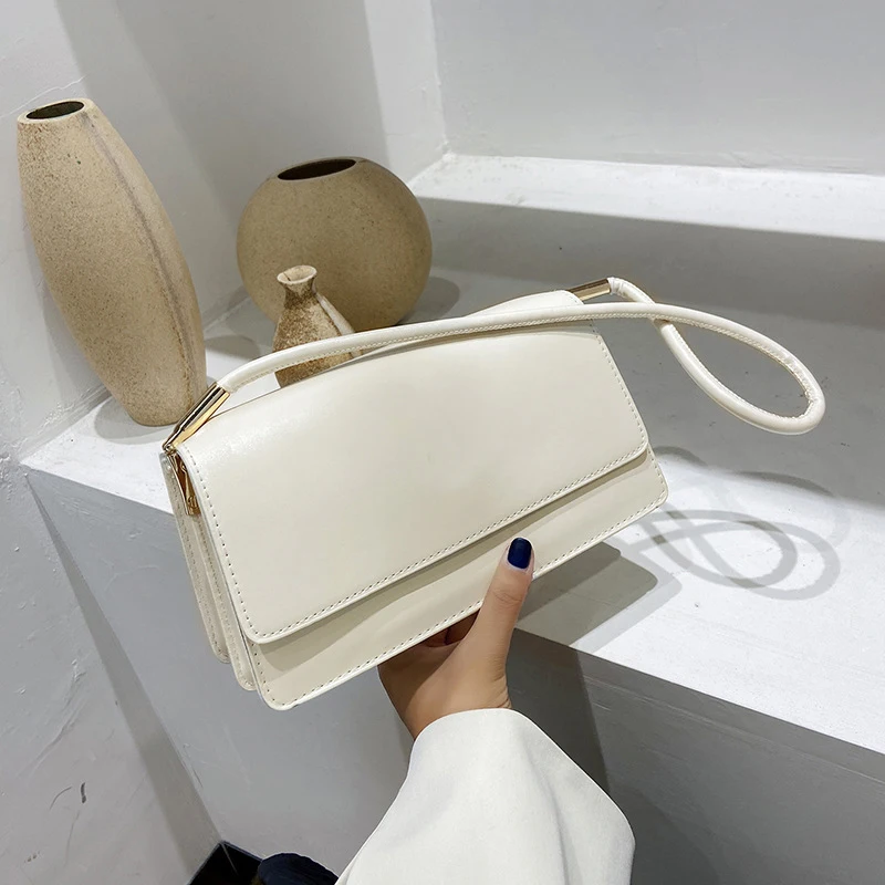 New Simple Shoulder Bag For Women PU Leather Armpit Bag Solid Color Lady Handbag Casual Girls Small Square Bag sac
