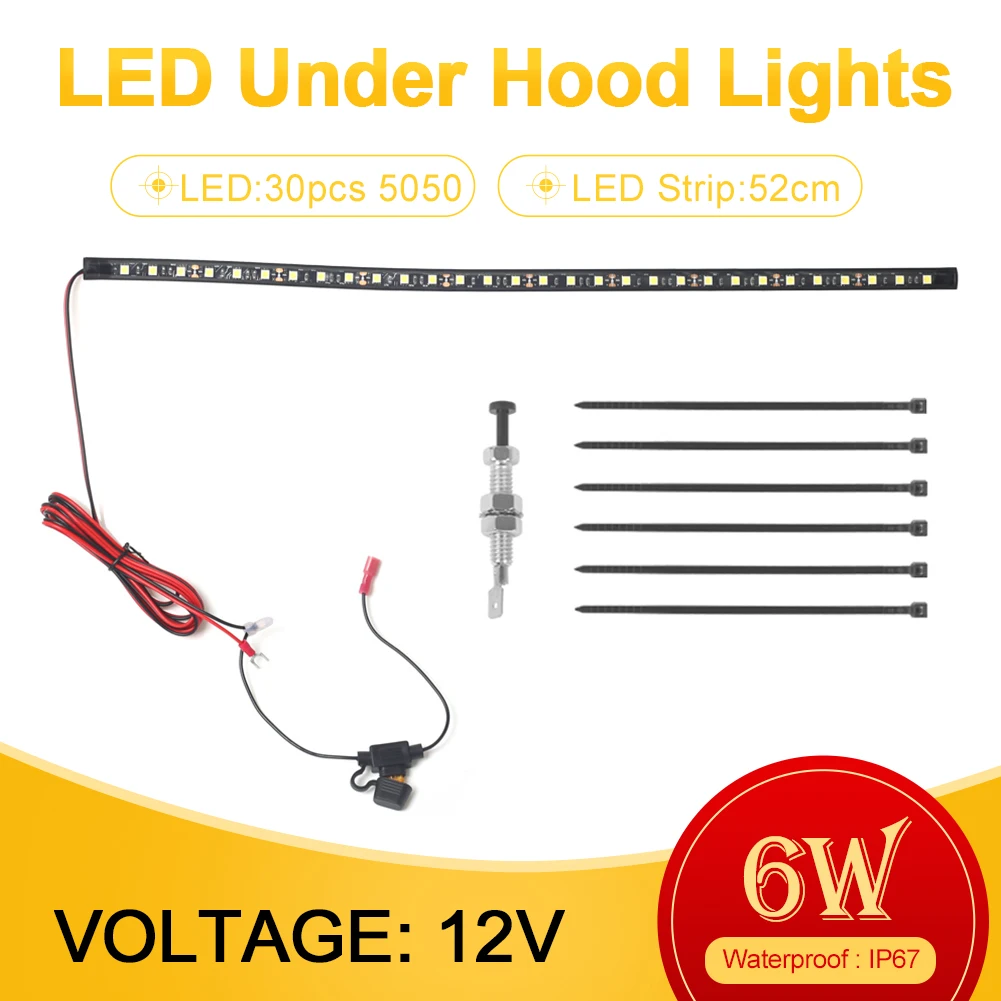 52cm Under Hood LED Light Strip For Car With Auto On/Off Switch Car Repair Work Light Car Maintenance Kit Car SUV Pickup Offroad