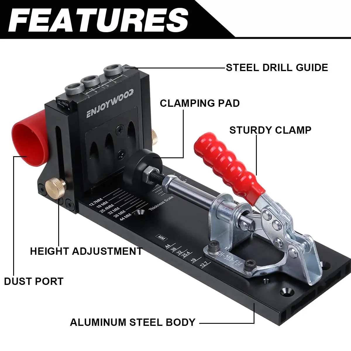 K Di Maschere Per Tasselli 3 In 1 Per La Lavorazione Del Legno Per Mobili Per Mobili Guida Per Trapano Localizzatore Di Fori Tascabili Jig Strumenti Per Perforatori Rimovibili - Foto 2