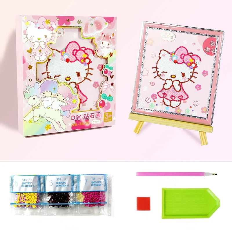 Diamond painting children Hello Kitty new full drill handmade fun diy Melody Kulomi room decorative stickers kawaii gifts