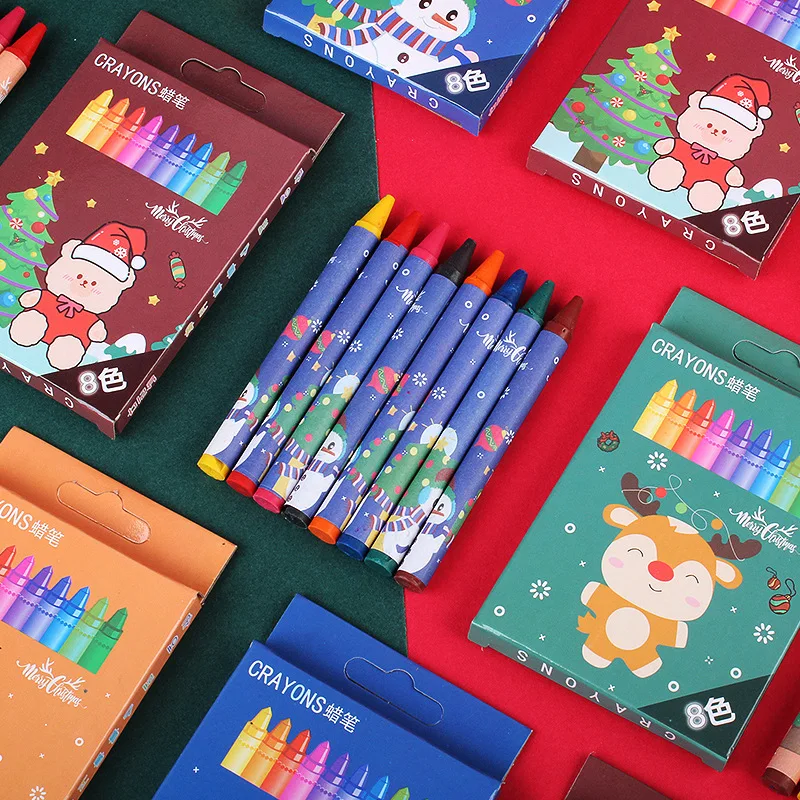 8 Colors Non-Toxic Crayon Oil Painting Student Christmas Pastel Pencils for Drawing Colored Pencils Stationery for Kid Gifts