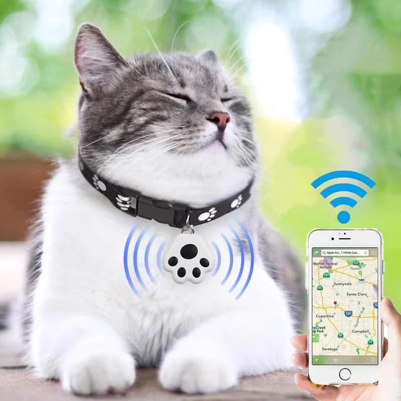 Cat Paw Shape Mini GPS Tracker Bluetooth 5.0 Anti-Lost Device For IOS/ Android Smart Finder Locator Pet Kids Bag Wallet Tracking