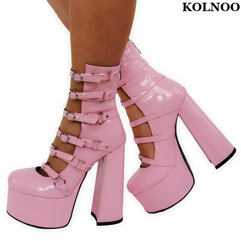 Kolnoo 2022 New Classic Hot Style Ladies Chunky Heels Pumps 6-buckle Straps Platform Sexy Shoes Evening Club Fashion Court Shoes