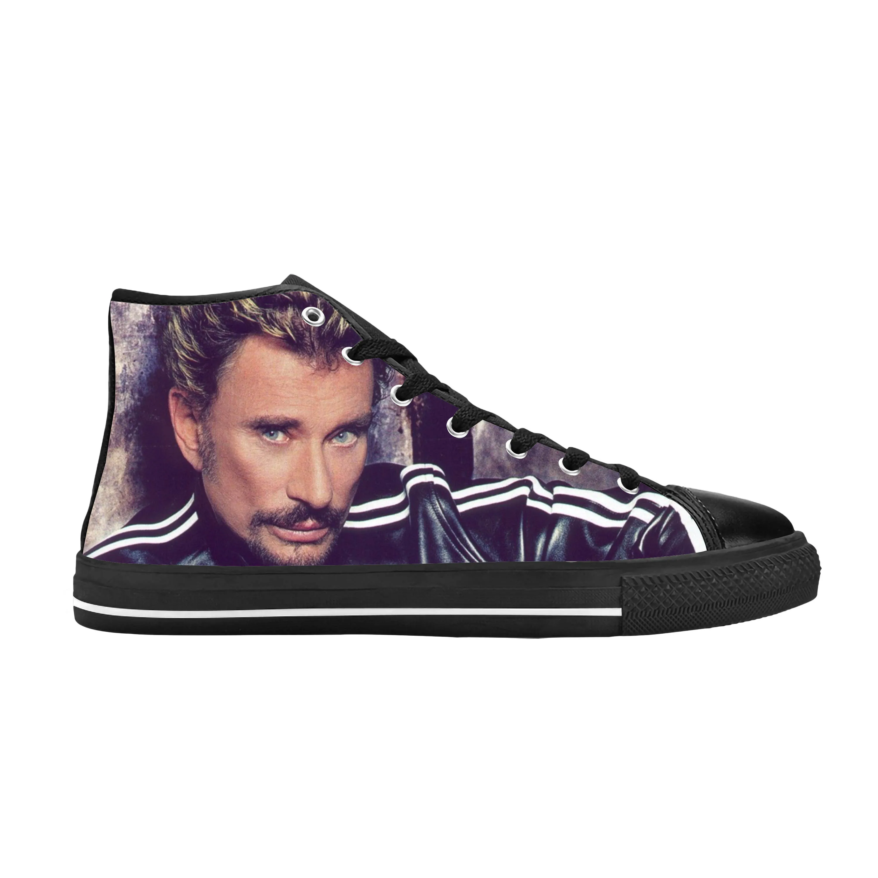 Hot France Johnny Hallyday Rock Star Singer Music Casual Cloth Shoes High Top Comfortable Breathable 3D Print Men Women Sneakers