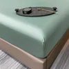 High End Egyptian Cotton Fitted Sheet Solid Color Bed Linen Sheets Elastic Band Mattress Cover 400TC Soft Breathable 140/160/180 4