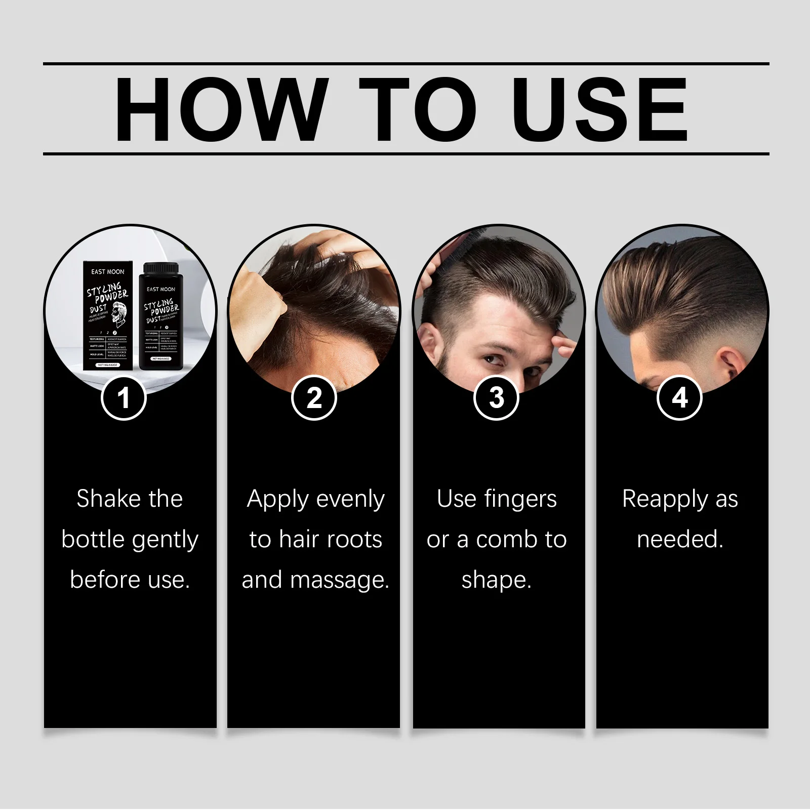 East Moon Man Hair Styling Powder More Thicken Increase Volumizing Absorbs Grease for Covering Matte Hair Texture Fiber Powders view 5