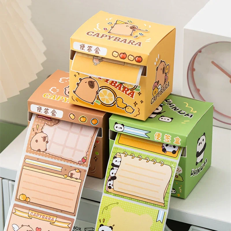 256 Sheets Cartoons Sticky Notes Pads Kids Stationery Paper Stickers Posted It Memo Pull-out Notepad Notebook Message Sticker 2