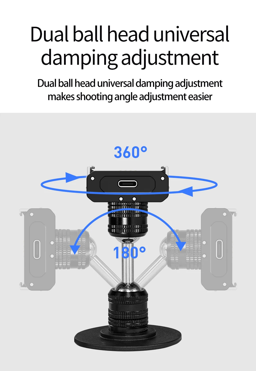 360° Drehbarer Kugelkopf Schnellverschluss-Halterung Klebende Aufkleberbasis für GoPro OSMO Pocket 4 Insta360 Go 3 3S Ständerhalterung – Detail 2