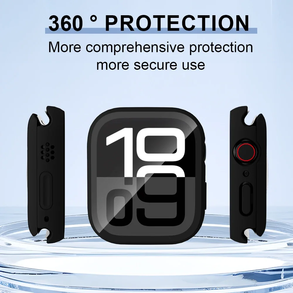 Hard PC Front & Back Case for Apple Watch Series 10 42mm 46mm Cover 360&deg; All-Round Protective Bumper with HD Tempered Glass Film
