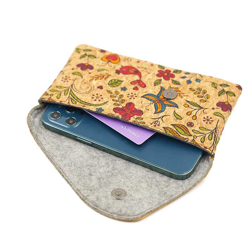 Universal Lightweight Cork Fabric Phone Pouch with Compact Storage Wallet