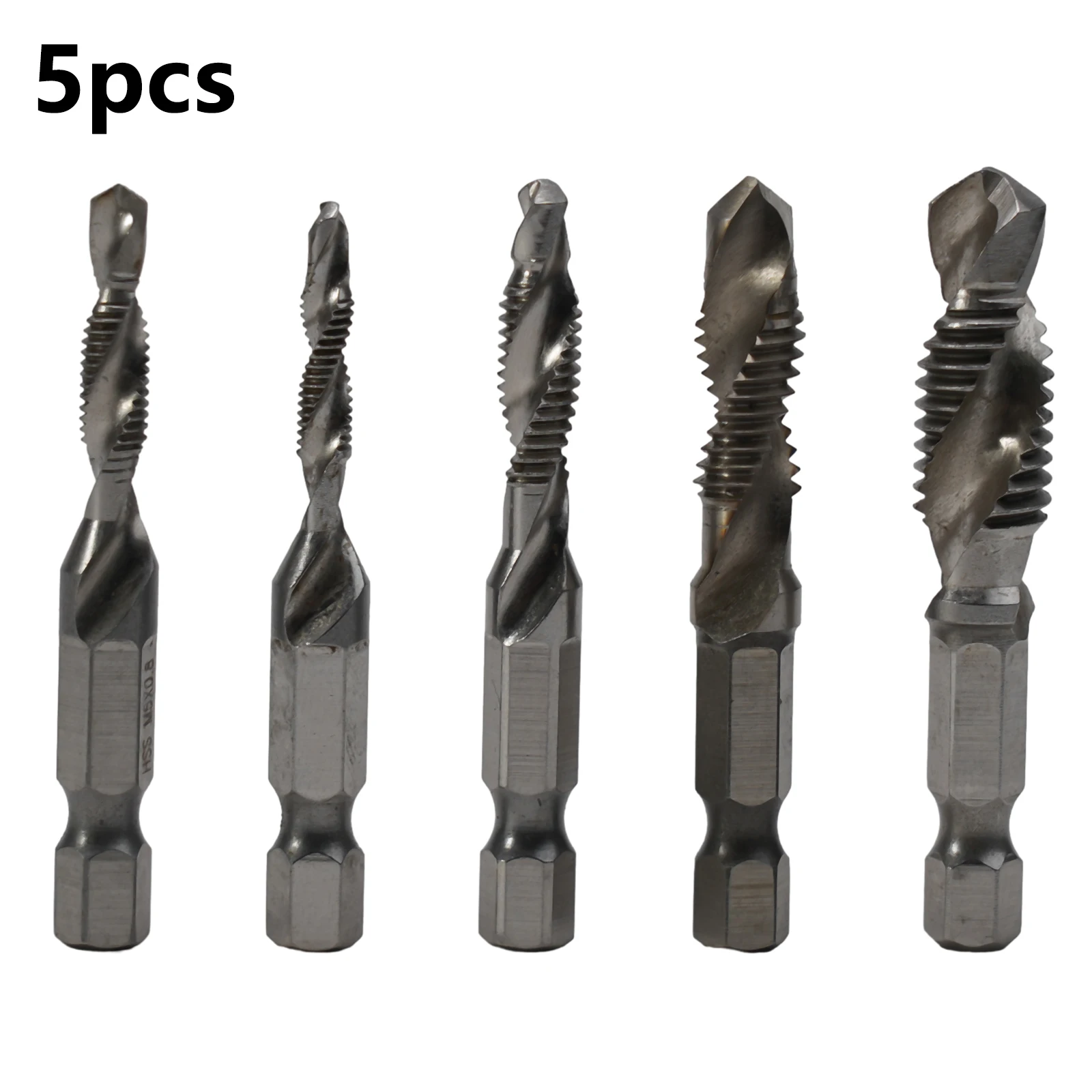

5pcs Tap Drill Bit Set Hex Shank Thread Metric Tap HSS Screw Thread Bit Screw Machine Compound Tap For Metal Steel Wood Plastic