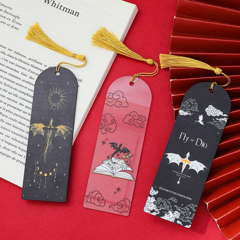 1PC Acotar Fourth Wing Series Acrylic Bookmark Dragon Series Book Tassel Accessory Perfect Gift for Book Lovers Fiction Fans bookmarks stationery supplies acrylic bookmark