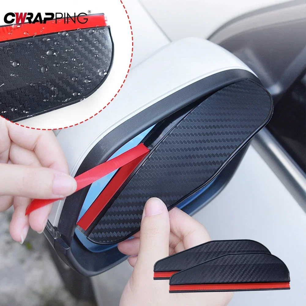 Rearview Mirror Protector Car Rearview Mirror Rain Eyebrow Carbon Fiber Sun Visor Shade Clear Vision Rain for Car Rearview Covers Accessories