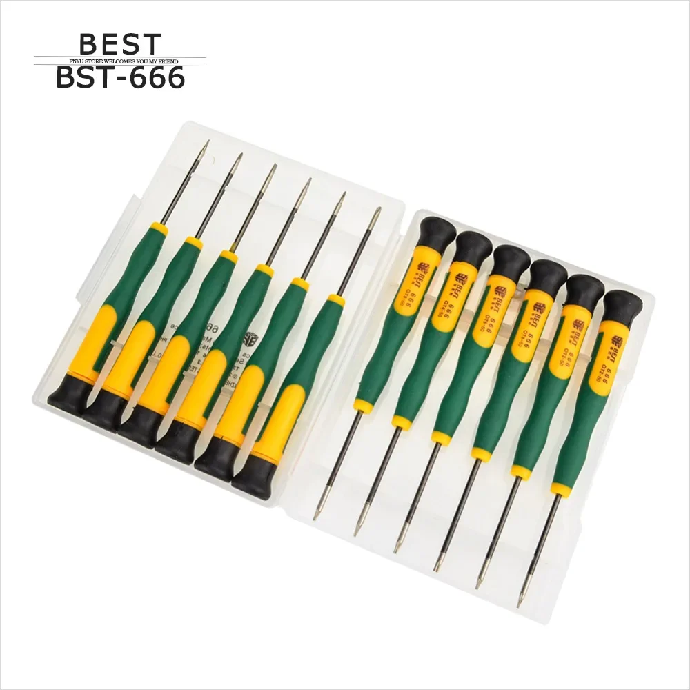 BST-666 정밀 12 in 1 드라이버 세트 휴대 전화 PC 태블릿 분해 수리 키트 Phillips Torx 스크류 드라이버