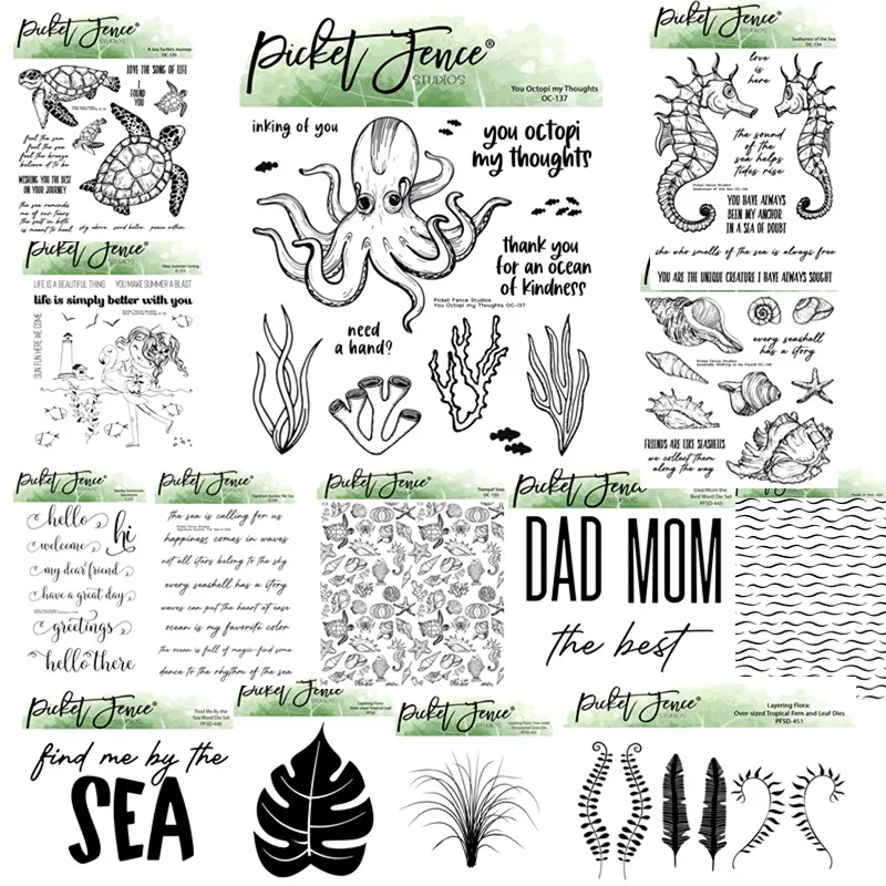 

Turtle Summer Love Seahorses Octopi Seashells Dad Mom Metal Cutting Dies Stamp Stencil Scrapbooking Diary Embossing Diy Greeting