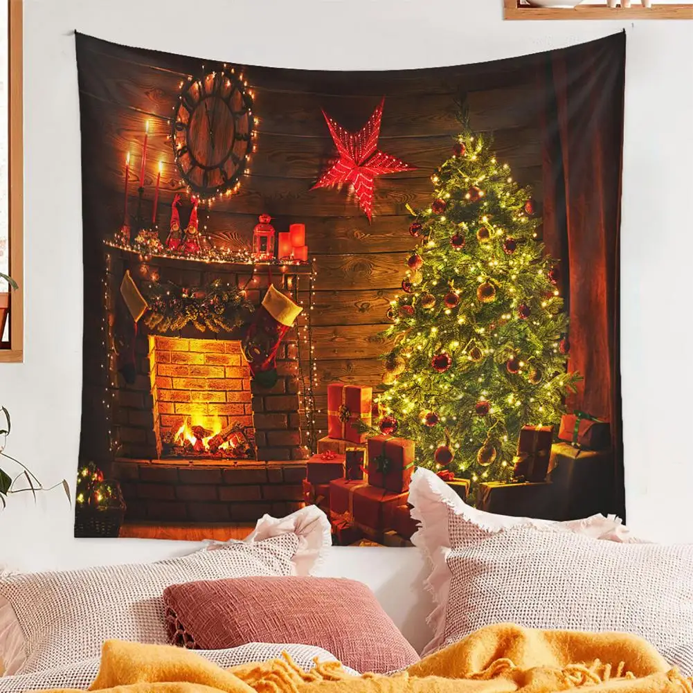 

Wall Decor Tapestry Holiday Bedroom Tapestry Bohemian Christmas Tree Tapestry Festive Wall Hanging for Fireplace Room Bedroom