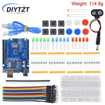 DIYTZT Starter Kit For UNOR3 Mini Breadboard LED Jumper Wire Button For Arduino Diy Kit School Education Lab 1