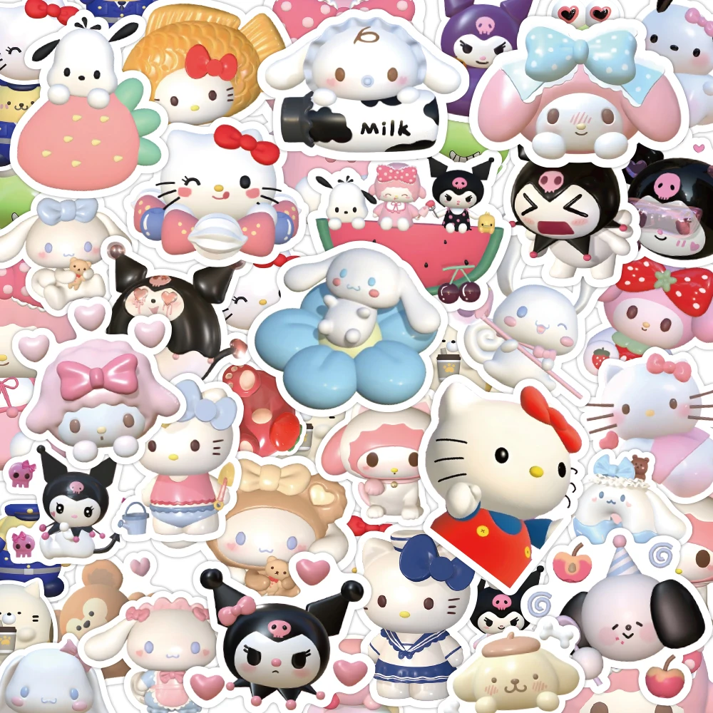 50/100pcs Cartoon Sanrio Stickers Kuromi My Melody For Kid DIY Scrapbooking