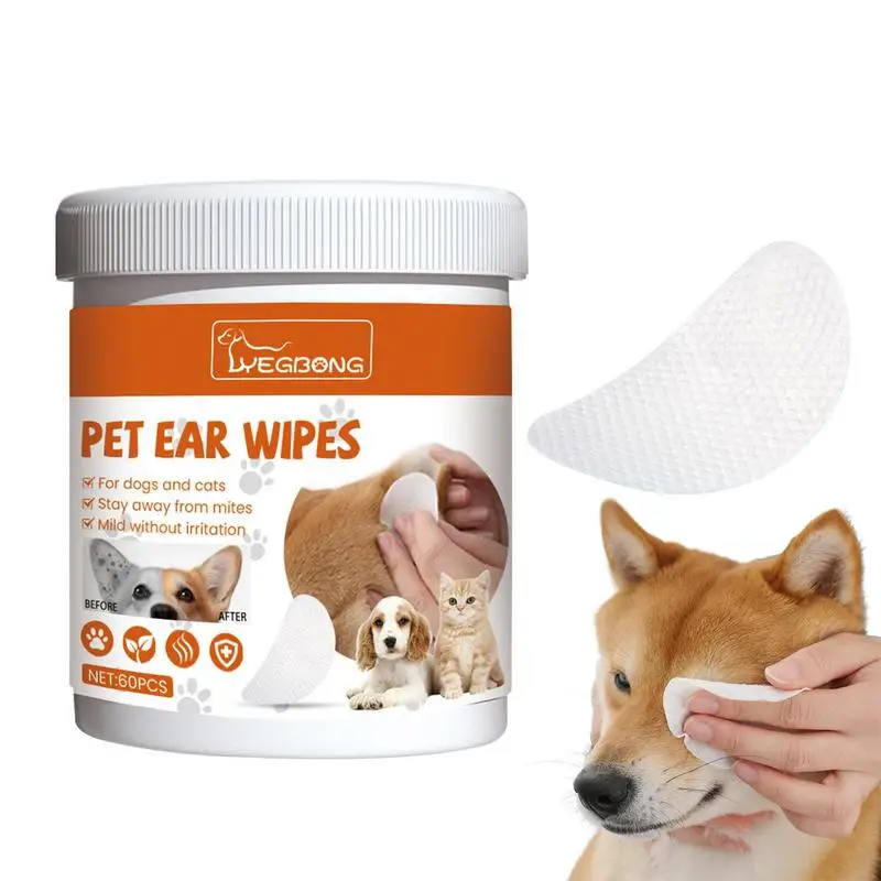 Pet Ear Wipes Cat And Dog Ear Cleaner Wipes Ear Wipes For Puppies Pet Ear Wipes Cat Cochlear Care Wipes For Pet Supplies 60pcs tabby cat ear hairpin lolita hand made animal ear three flower cat fold ear tabby cat ear hairband kc cat ear