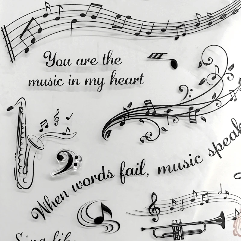 Music Note Clear Stamps Scrapbooking Staff Musical Instrument Silicone Stamping Seal Junk Journal Deco DIY Craft Supplies