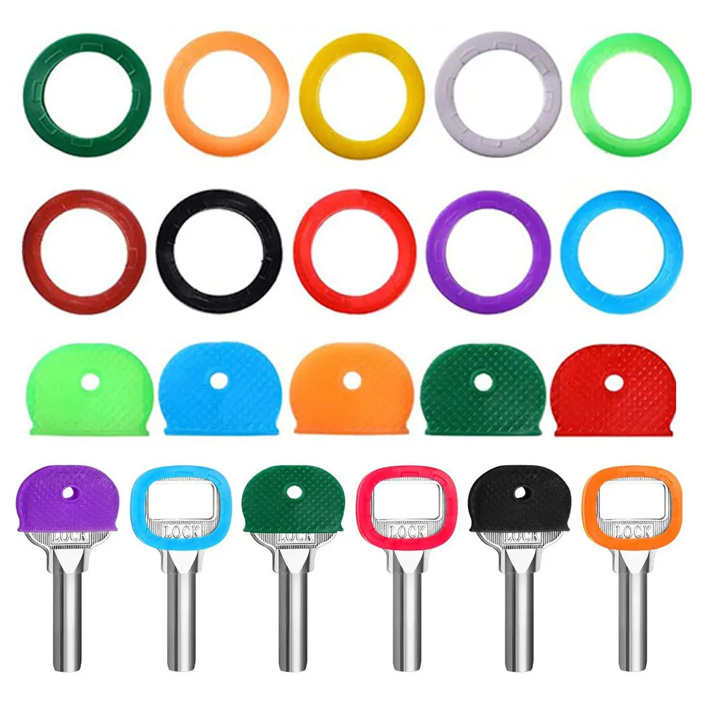 10-32Pcs/lot Assorted Colors Soft PVC Key Top Covers Head Caps Tags ID Markers Mixed Toppers Keyring Accessories