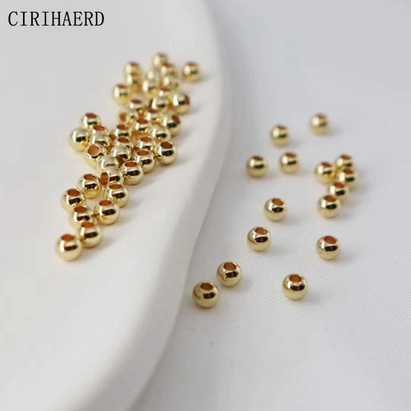 14K Gold Spacer Beads, 300pcs Round Brass Beads 5 Size Metal Smooth Beads  Seamless Ball Beads Long-Lasting Little Beads - AliExpress