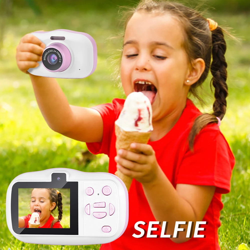 Mini Kids Selfie Camera 2 Inch HD Screen Kids Waterproof Camera Video Recorder Toy Boys Girls Birthday Christmas Gift With 32G best small digital camera