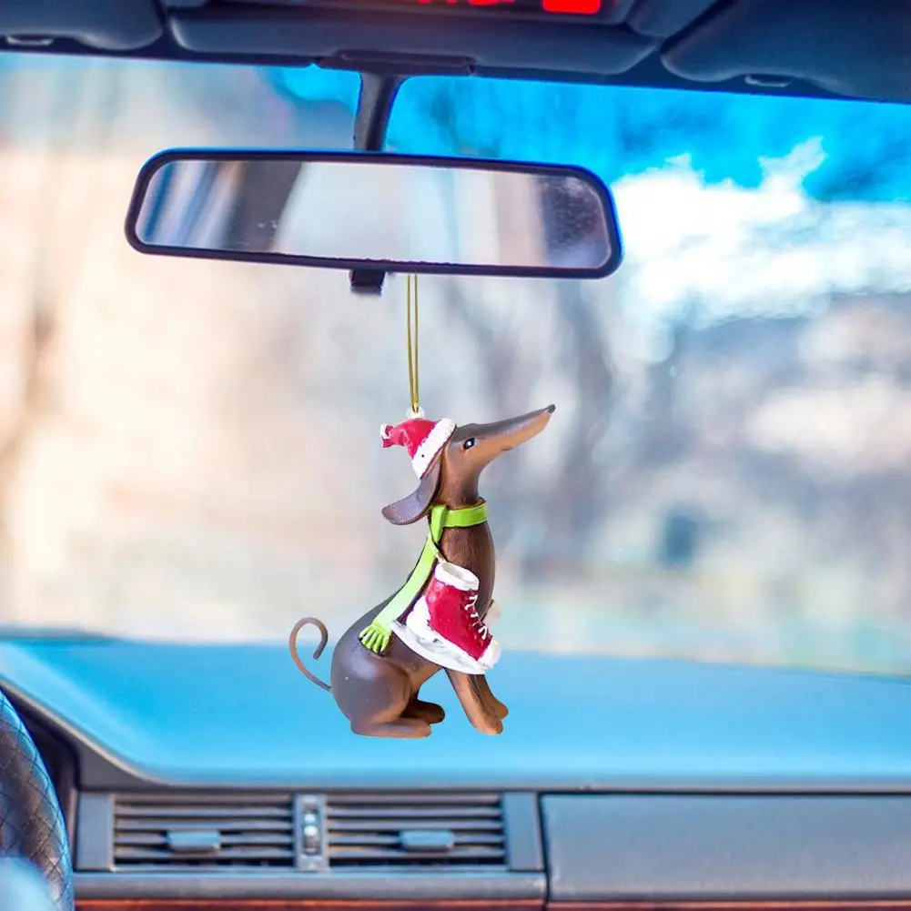 

Рождественское украшение, забавная подвеска в виде собаки, Яркие 3d Подвески в виде таксы на рождественскую елку со шнурками, веселые фотообои для праздников