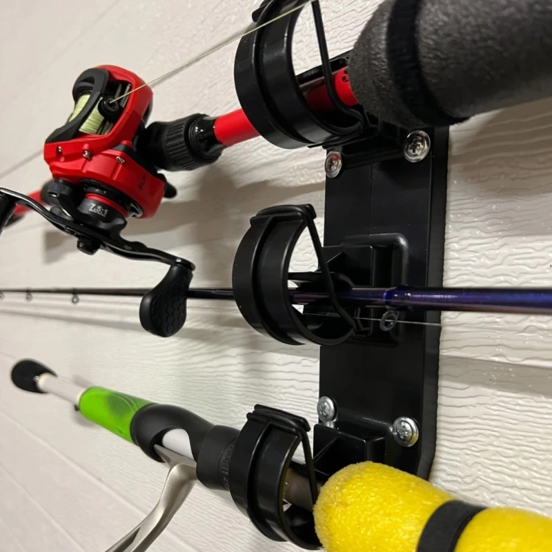 Horizontal 3 Rod Fishing Rod Holder Wall Mounted Fishing Poles Rack for Garage, Wall Mount Stand Easily Install