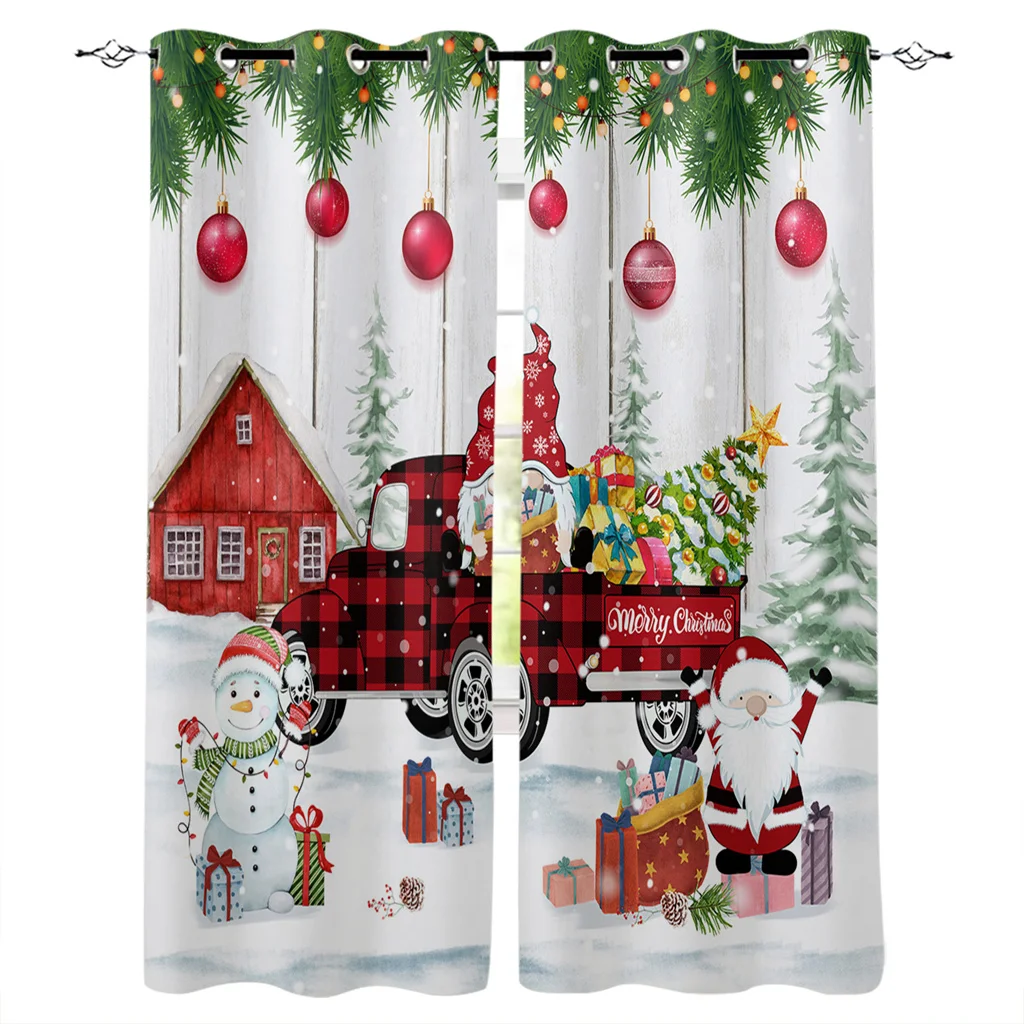 

Christmas Truck Snowman Luxury European 3D Curtains for Living Room Festival Window Curtains Bedroom Drapes Window Panels