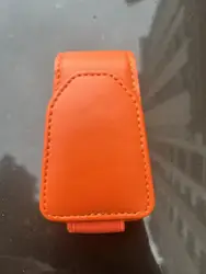 Universal Leather Car Visor Sunglasses and Eyeglasses Holder Clip (Orange)