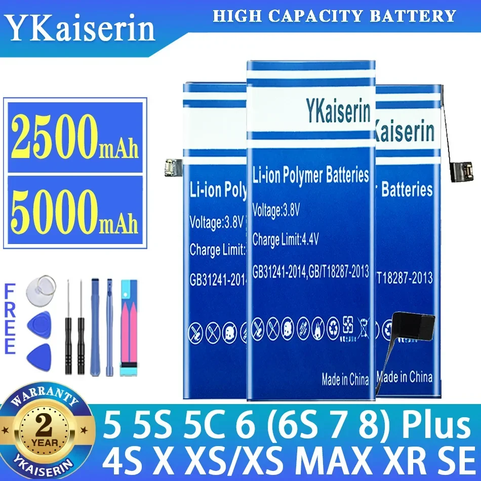 Batteria Ykaiserin Per Iphone X Xs Max Xr Se 4S 5 5S 5C 6 (6S 7 8) Plus Xsmax 6Splus 7Plus 8Plus Batteria Ad Alta Capacità