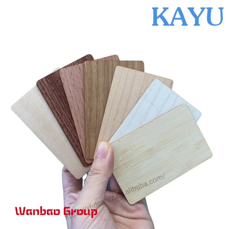 13.56mhz Passive NFC Laser Engraving Blank Wood Business Card NFC Bamboo Card Blank Hotel Access Control