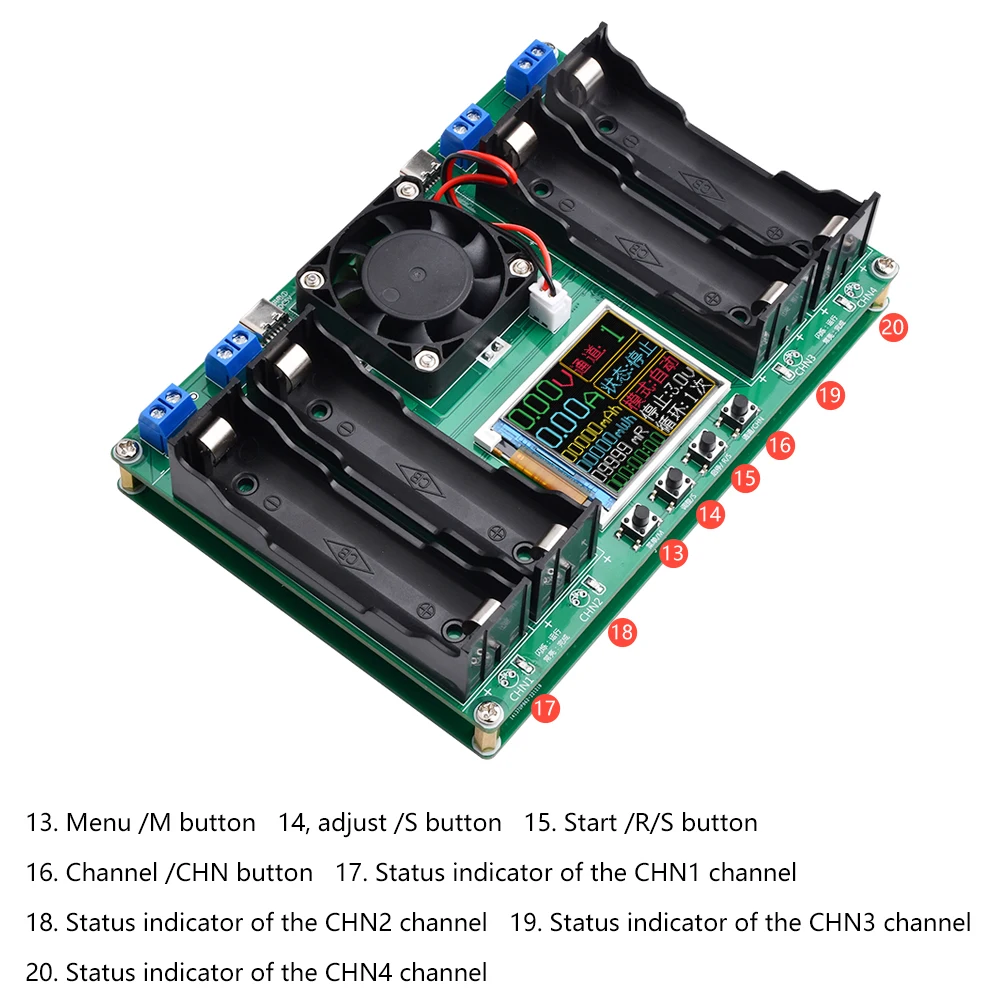 Type-C LCD 디스플레이 용량 테스터 MAh MWh 디지털 배터리 전력 감지기 모듈 18650 배터리 테스트