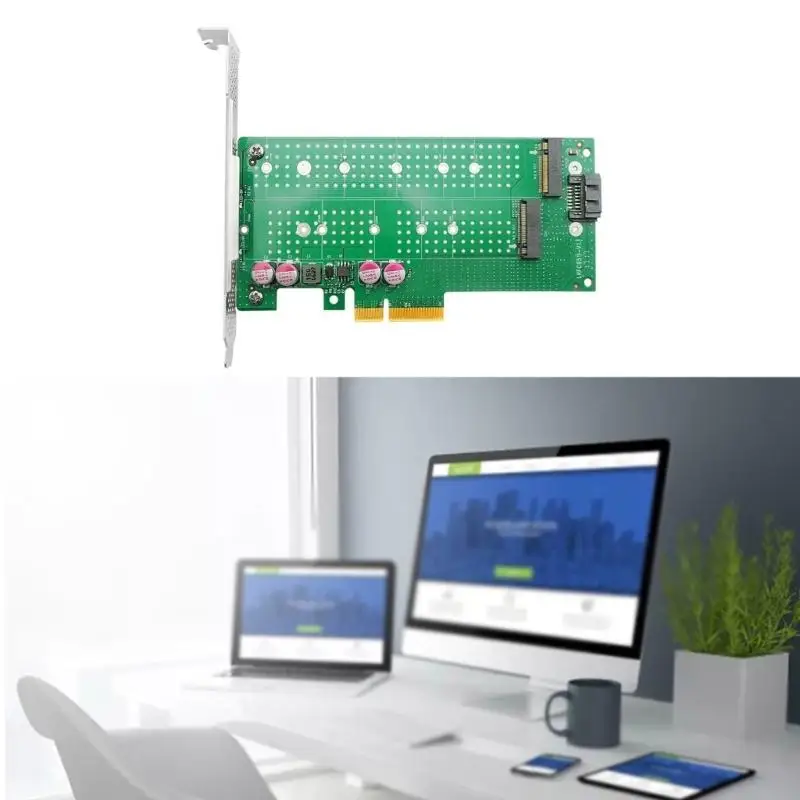 D7YC 2 Interfaces PCIex4 to M.2 NVMe And NGFF SSD Adapter Card Easy Installation and Storage Upgrades
