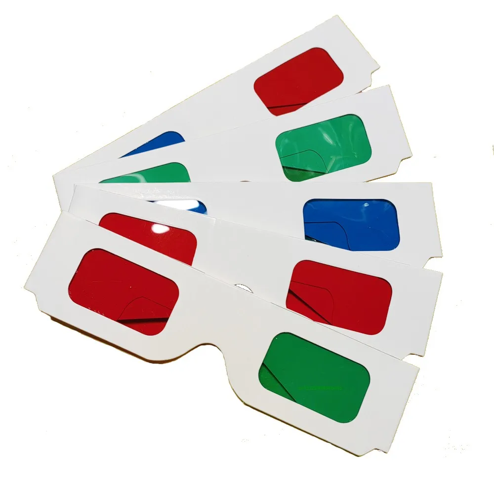 50pcs/lot Re-useable White Paper 3d Glasses Paper Frame Red/Red Red/blue Lens 3d Decoder Glasses For Promotion