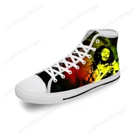 Bob Marley Reggae Star Music Rock Fashion Casual sneakers High Top Lightweight Breathable 3D Printed Men women Canvas Shoes 2