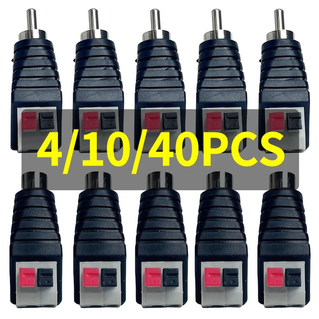 4/10/40 Pcs RCA Male to Terminal Block RCA Female to Terminal, Solderless Crimp AV Audio Video Connector for Speaker Home Theate 1