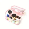1pcs Large Capacity Letter Embroidery Double Layer Transparent Cosmetic Bag Toiletry Bag Travel Storage Bag Suitable for Travel 3