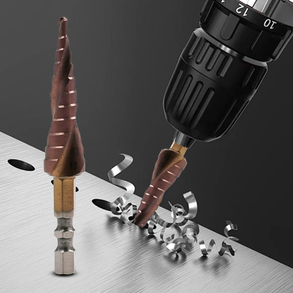 M35 HSS-Co Cobalt Step Drill Bit 1/4 Inch 3-13mm Hex Shank Woodworking Bit Hole Saw Milling Cutter HSS-Co Cobalt Step Cone Drill