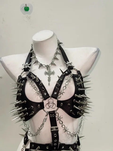 Spikey Metal Body Suit Harness 1