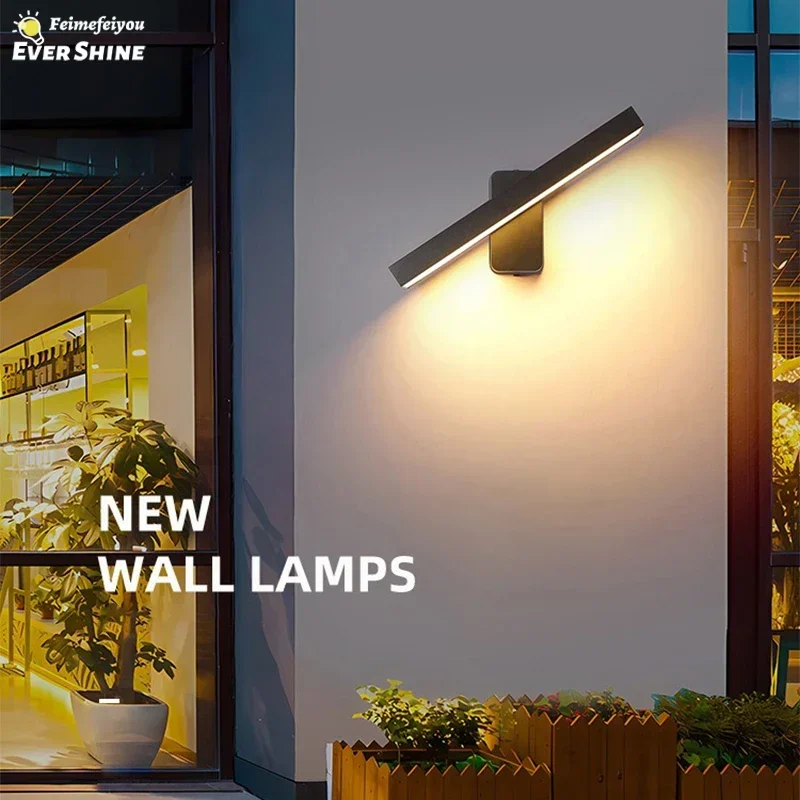 Led Wall Lamp Outdoor Waterproof Villa Entrance Fixture Courtyard Living Room Home Decorative Long Strip Aluminium Wall Lights