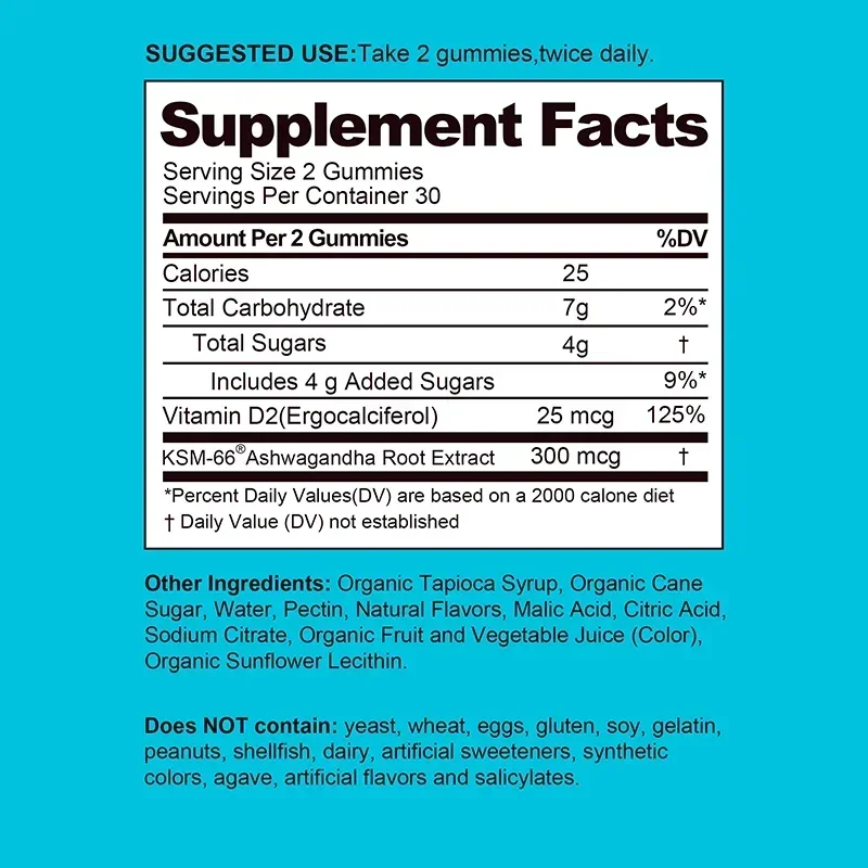Ashwagandha Gummies-Relieve Stress, Focus, Boost Brain, Replenish Energy, Improve Sleep Health