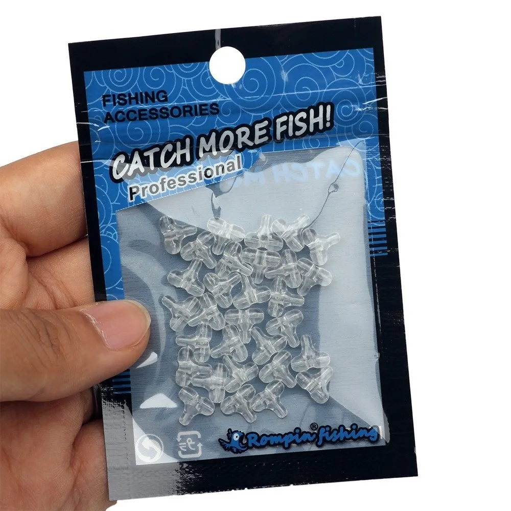 30PCS Fishing Beads Transparent Clear Oval Double Cross Hole Beads Sabiki Rig 3 Way Connector Fishing Accessories Cross Bead