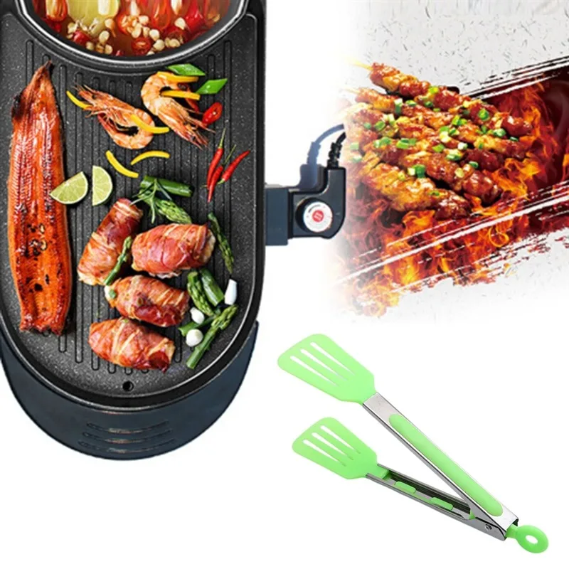 Food Tong Stainless Steel Kitchen Tongs Silicone Nylon Non-Slip Cooking Clip Clamp BBQ Salad Tools Grill Kitchen Accessories