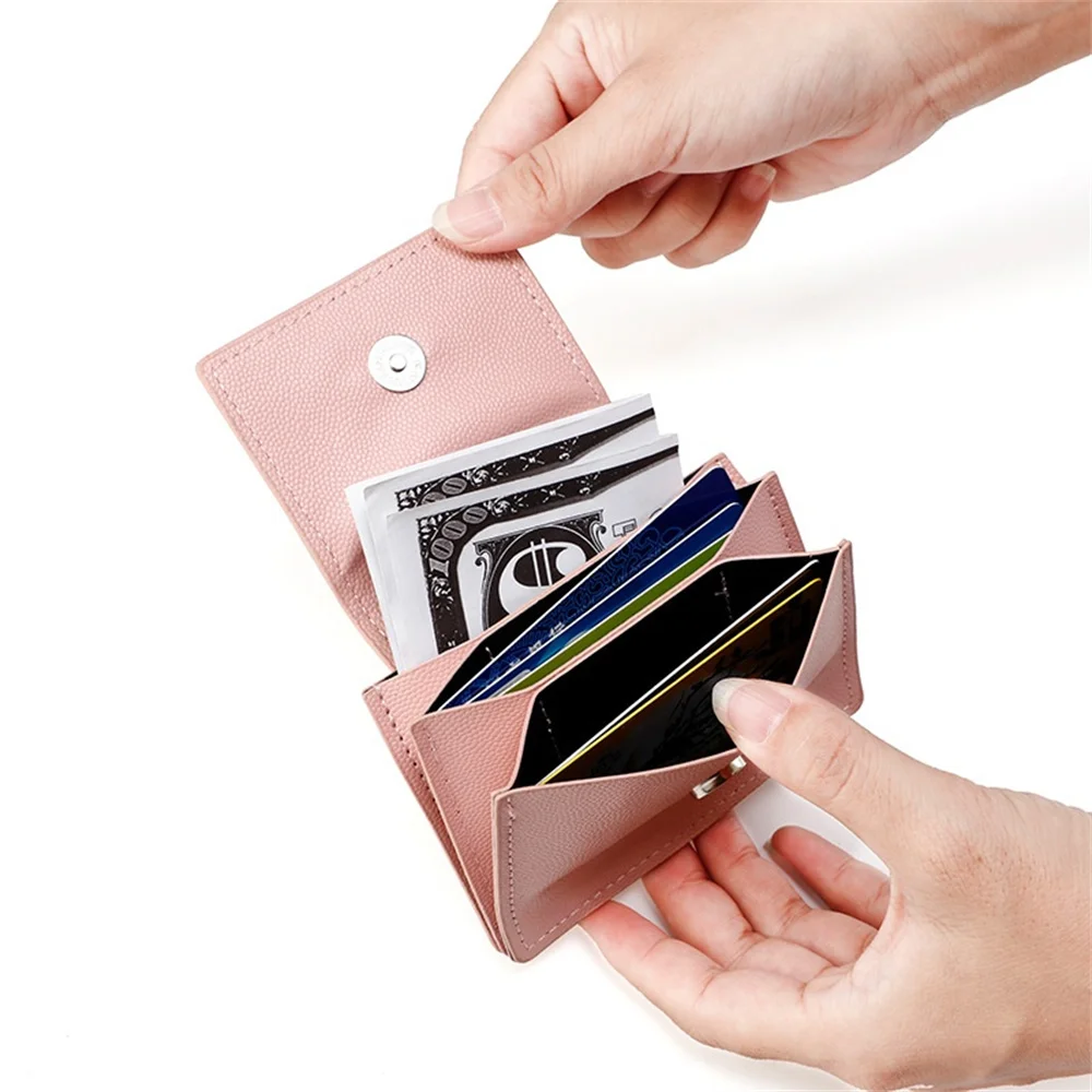 New Women's Wallet Female Short PU Leather Purses Multifunctional Large Capacity Money Bag Fashion Solid Coin Purse for Women