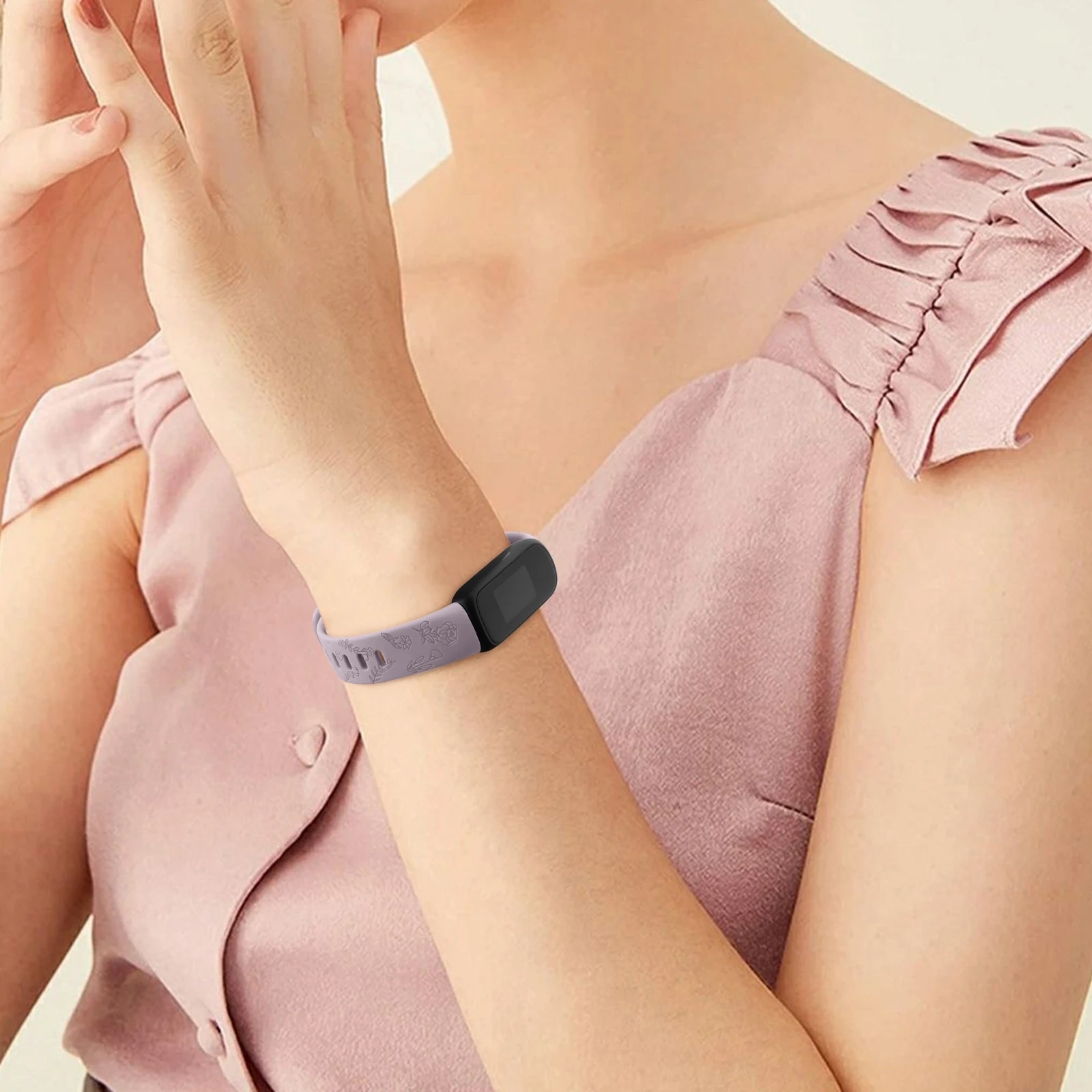 Engraved Soft TPU Adjustable Sport Watchband Replacement Strap Bracelet